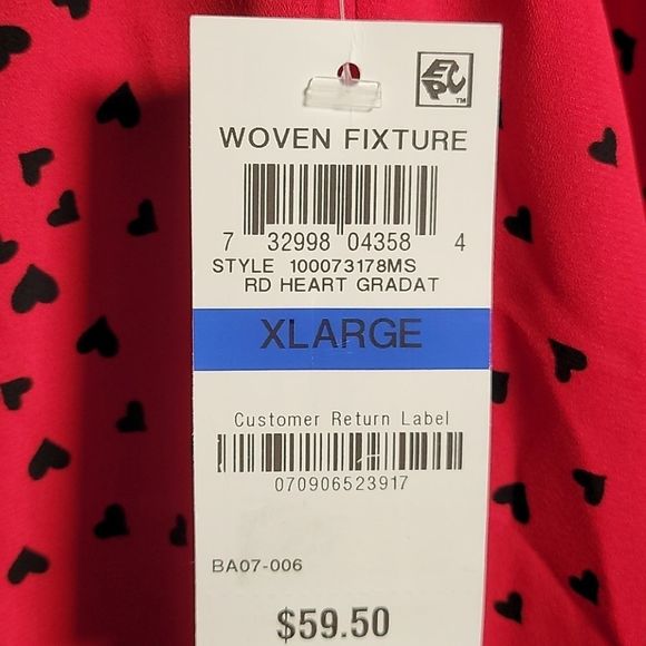 Maison Jules Heart-Print Smocked Top Sz XL - Picture 12 of 14